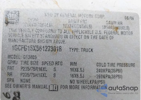 2006 Chevrolet Express Work Van z USA, uszkodzony, nr VIN 1GCFG15X561273018